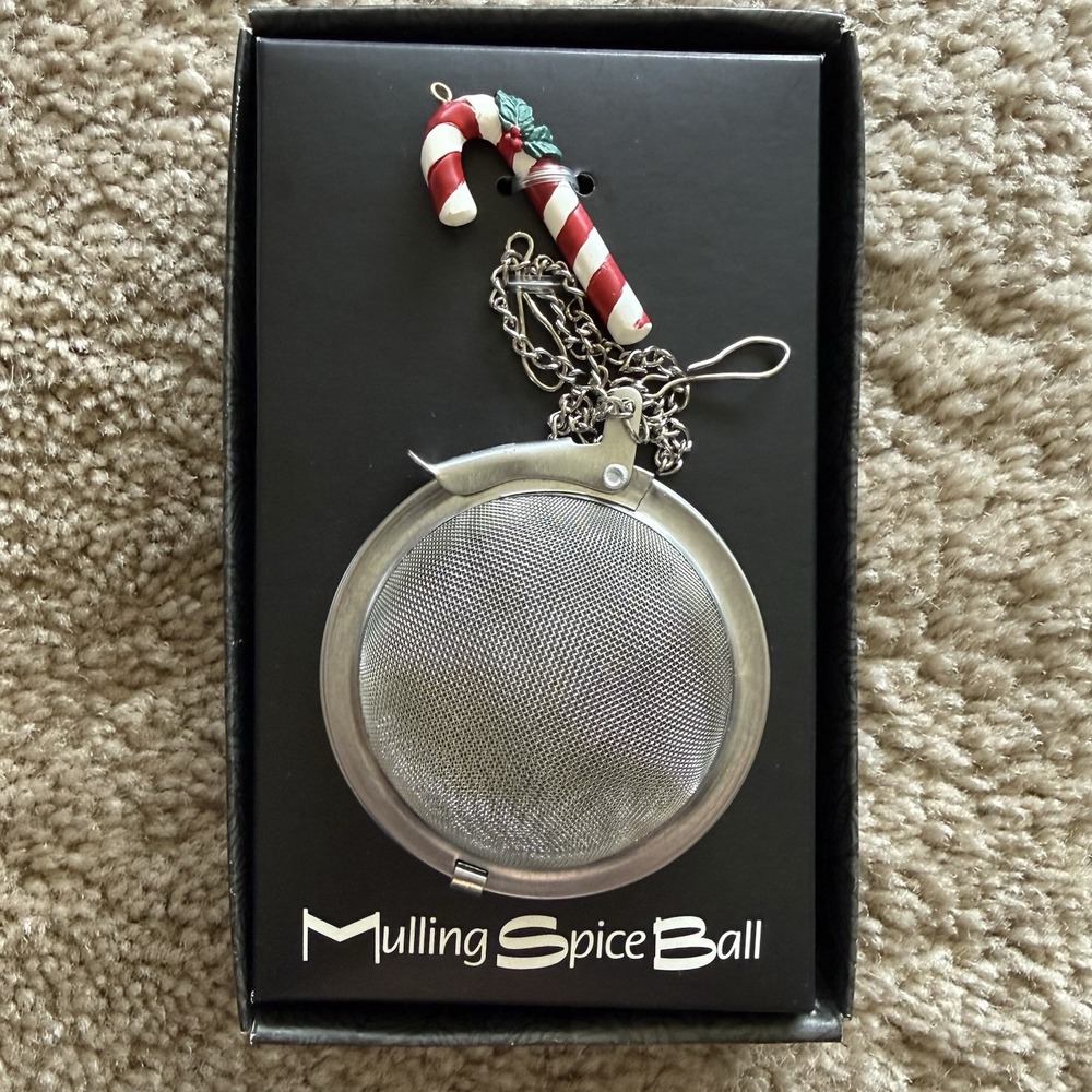 Vintage 1995 Amco Candy Cane Mulling Spice Ball Stainless Steel Tea Infuser New